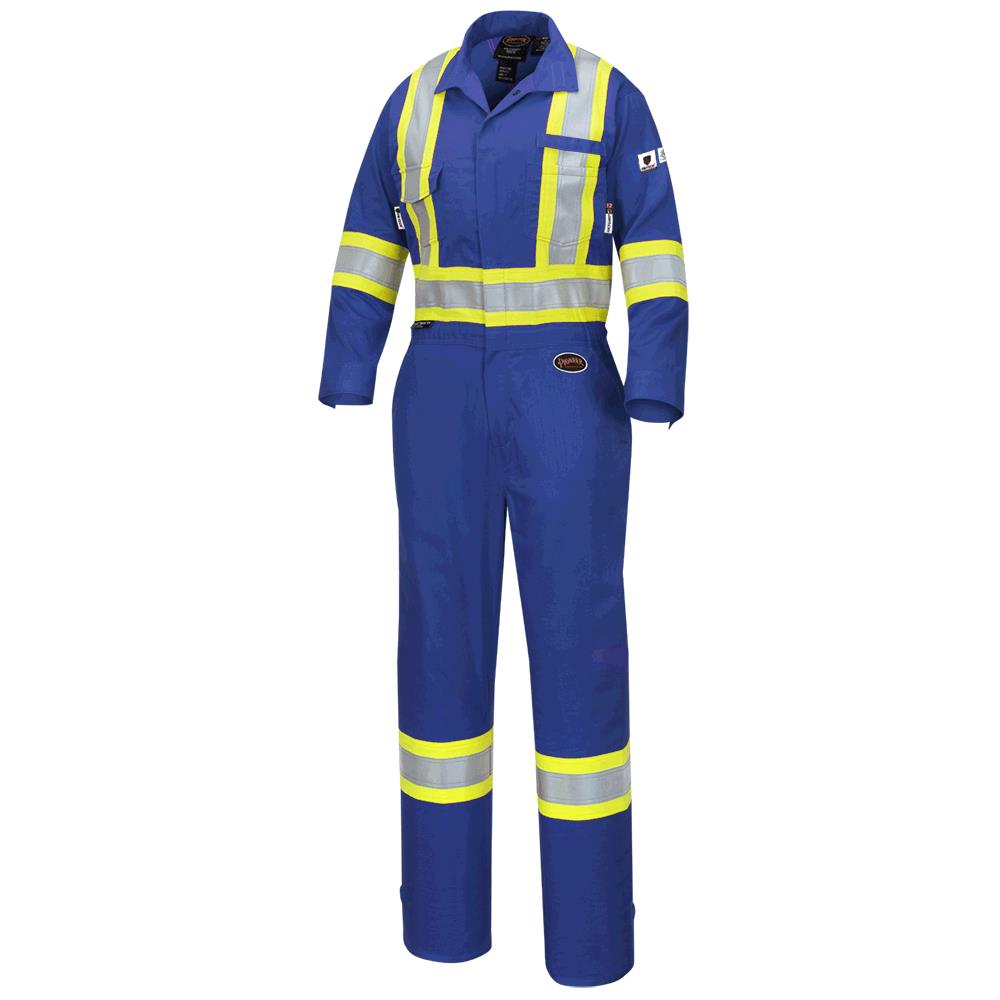 FR-Tech® Hi-Vis 88/12 7 oz FR/ARC-Rated Safety Coveralls – Zipper Closure – Royal Blue – 40