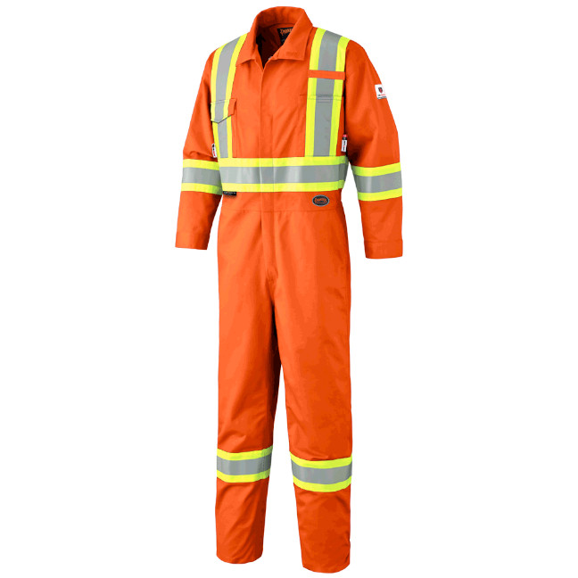 FR-Tech® Hi-Vis FR/Arc-Rated Quilted Safety Coveralls – Zipper Closure – Hi-Vis Orange – XL