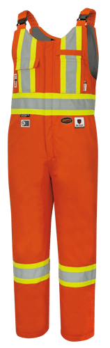 FR-Tech® Hi-Vis FR/Arc-Rated Quilted Safety Overalls – Zipper Closure – Hi-Vis Orange – L