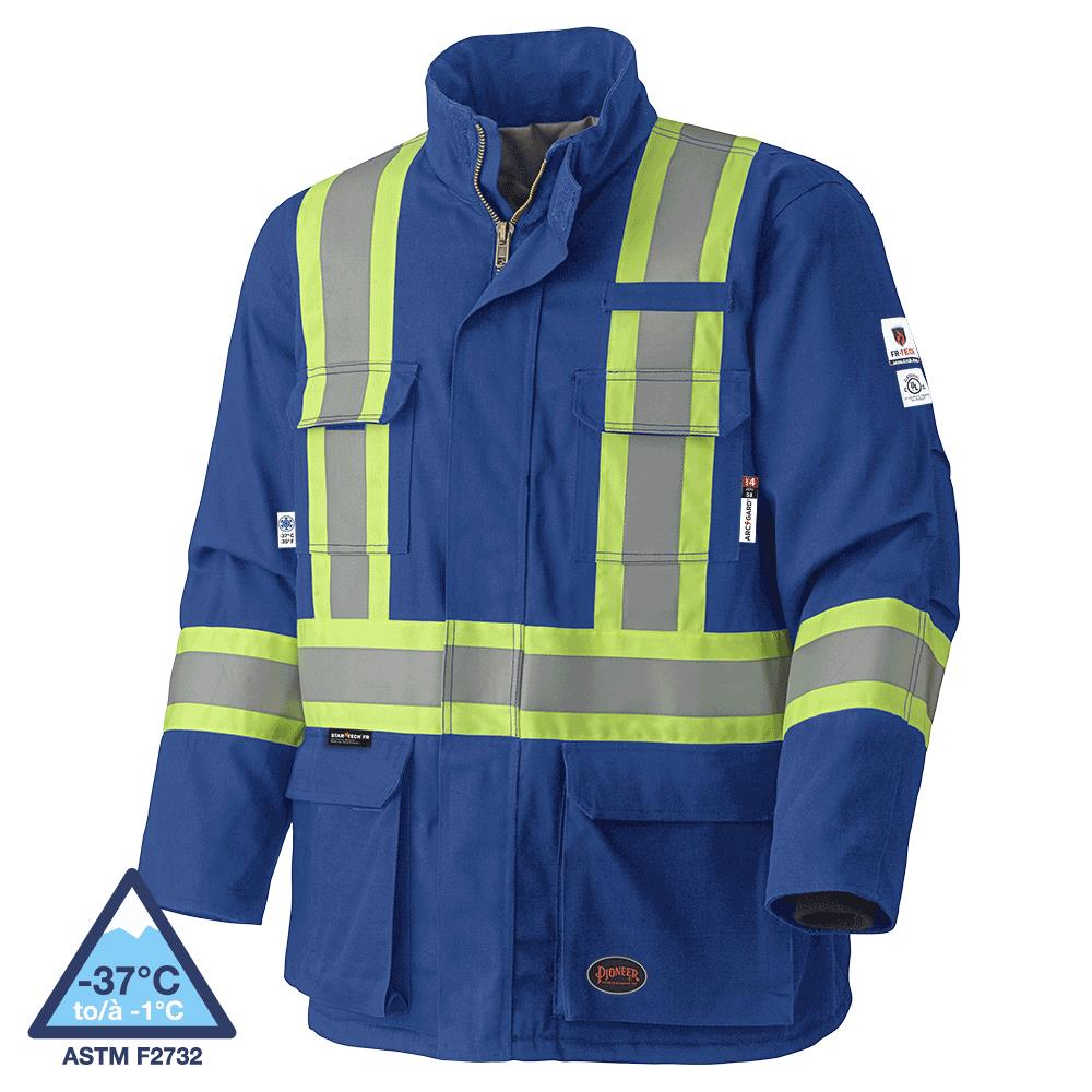FR-Tech® Hi-Vis FR/Arc-Rated Quilted Safety Parka – Royal Blue- 3XL