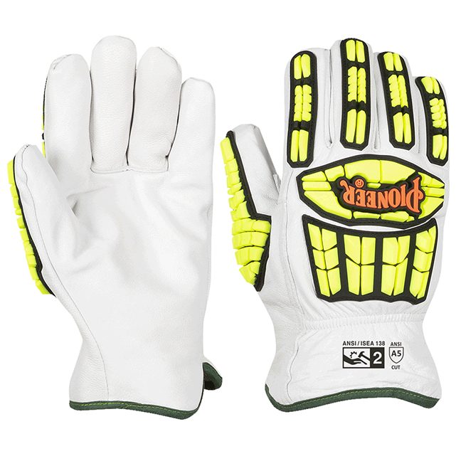 Cut and Impact-Resistant Goatskin Driver's-style Gloves (Pair) with TPR – Level A5 – L