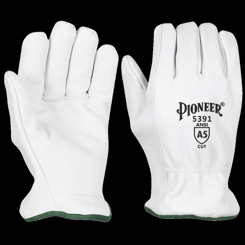 Cut and Impact-Resistant Goatskin Driver's-style Gloves (Pair) with TPR – Level A5 – M