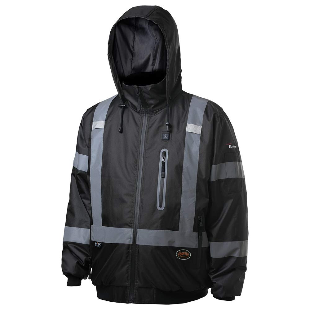 Hi-Vis Heated Insulated Safety Jacket – Waterproof – Black – 4XL