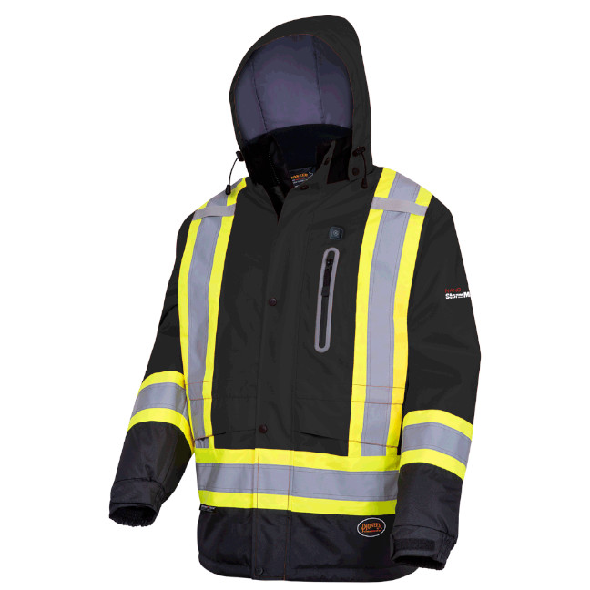 Hi-Vis Heated Insulated Safety Jacket – Waterproof – Black – M