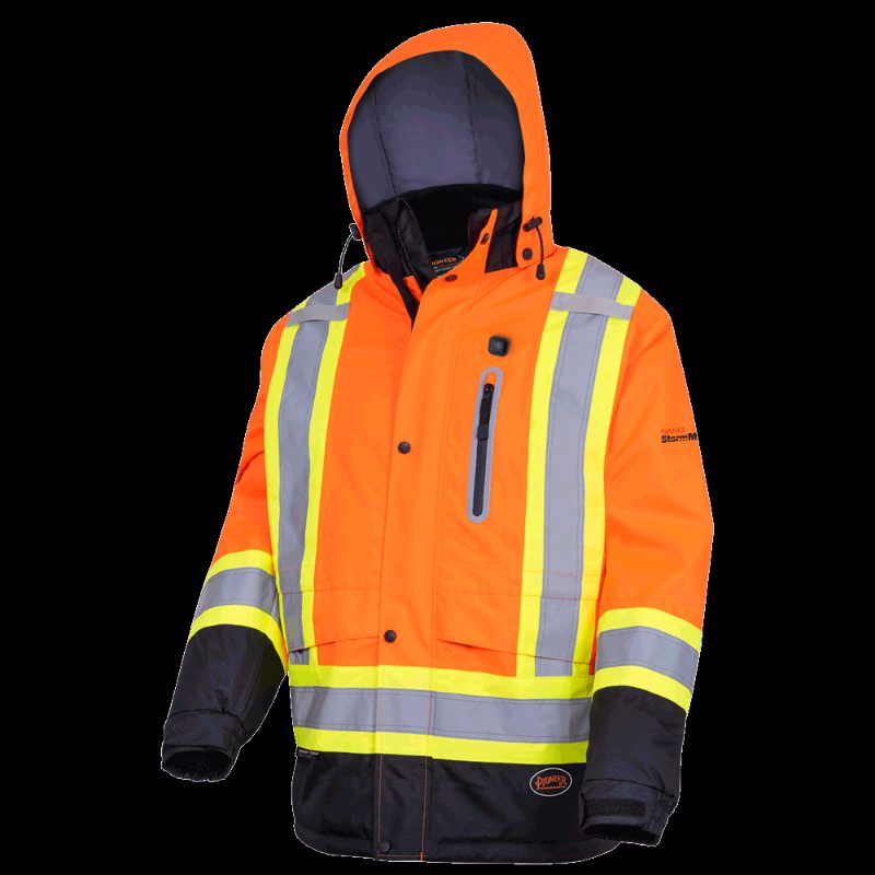 Hi-Vis Heated Insulated Safety Jacket – Waterproof – Hi-Vis Orange – 2XL