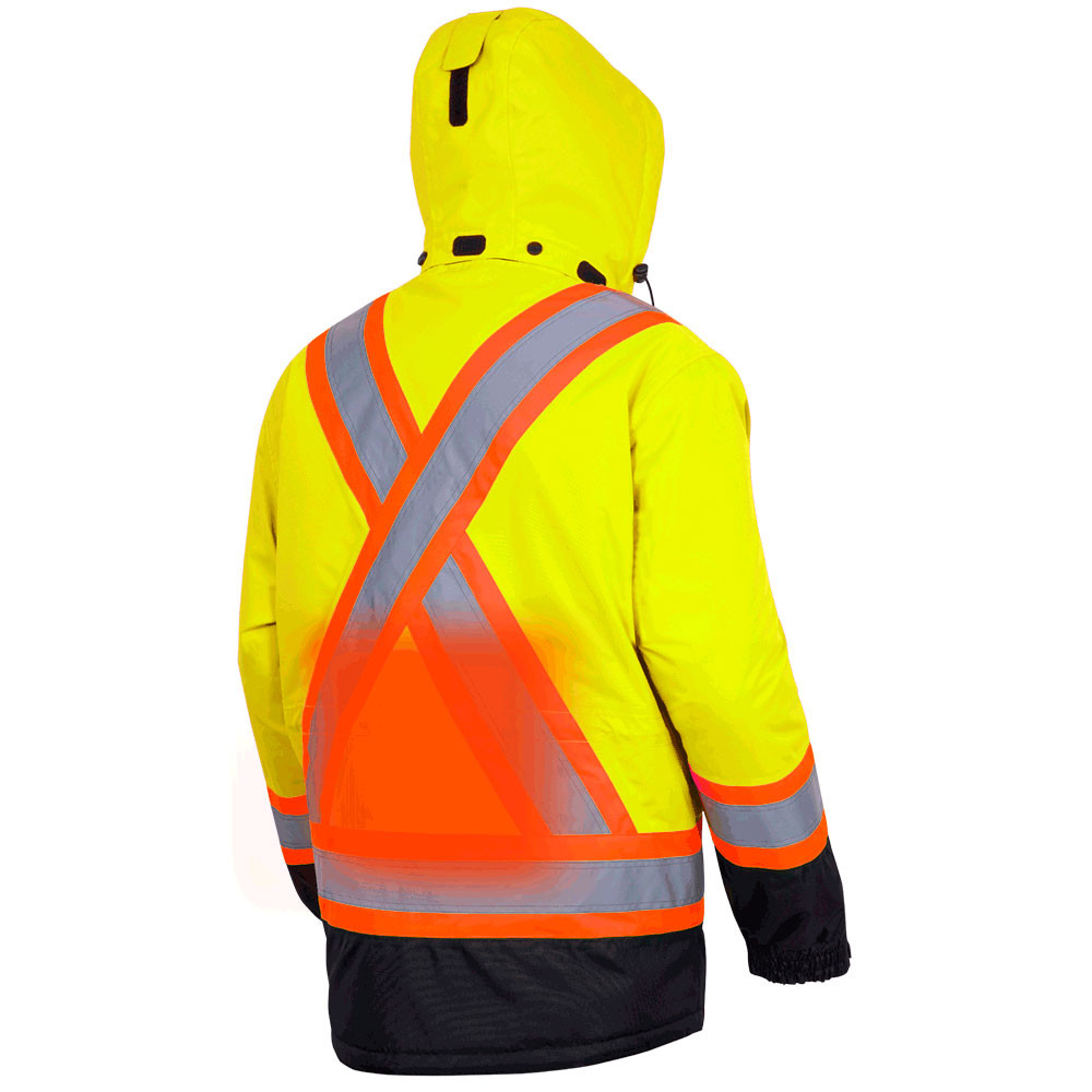 Hi-Vis Heated Insulated Safety Jacket – Waterproof – Hi-Vis Yellow – 4XL