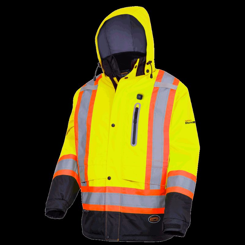 Hi-Vis Heated Insulated Safety Jacket – Waterproof – Hi-Vis Yellow – XL