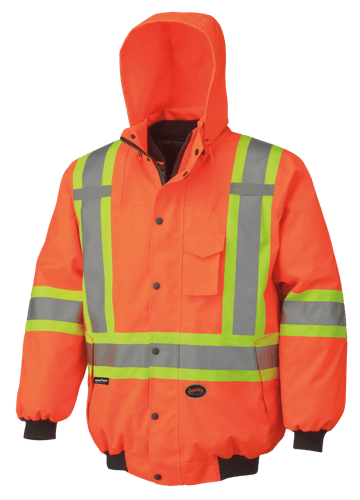 Hi-Vis 7-in-1 Bomber – 100% Waterproof – Detachable Hood – Hi-Vis Orange – 2XL
