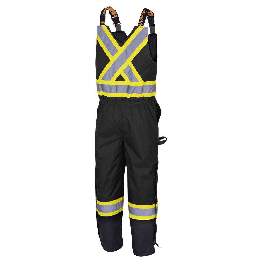 Hi-Vis Quilted Safety Overalls – 100% Waterproof – Black – XL