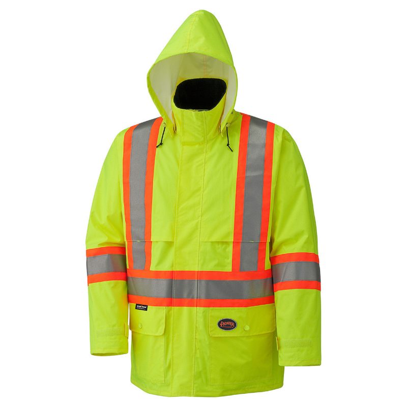 Hi-Vis 150D Lightweight Waterproof Safety Jacket – Detachable Hood – Hi-Vis Yellow/Green – S