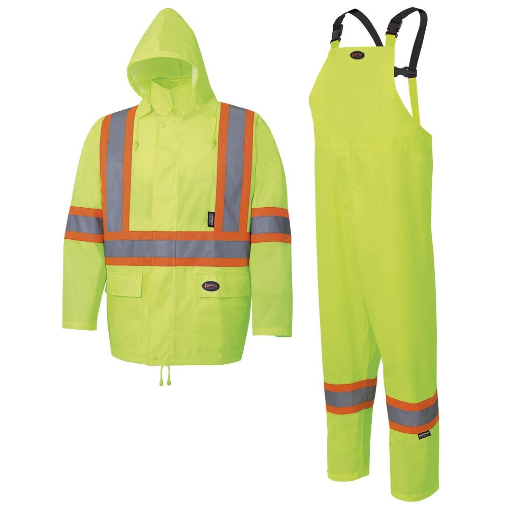Hi-Vis 150D Oxford Poly/PU Waterproof Suit – Hi-Vis Yellow/Green – M