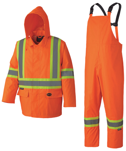 Hi-Vis 210D Oxford Poly/PVC Waterproof Suit – Hi-Vis Orange – M