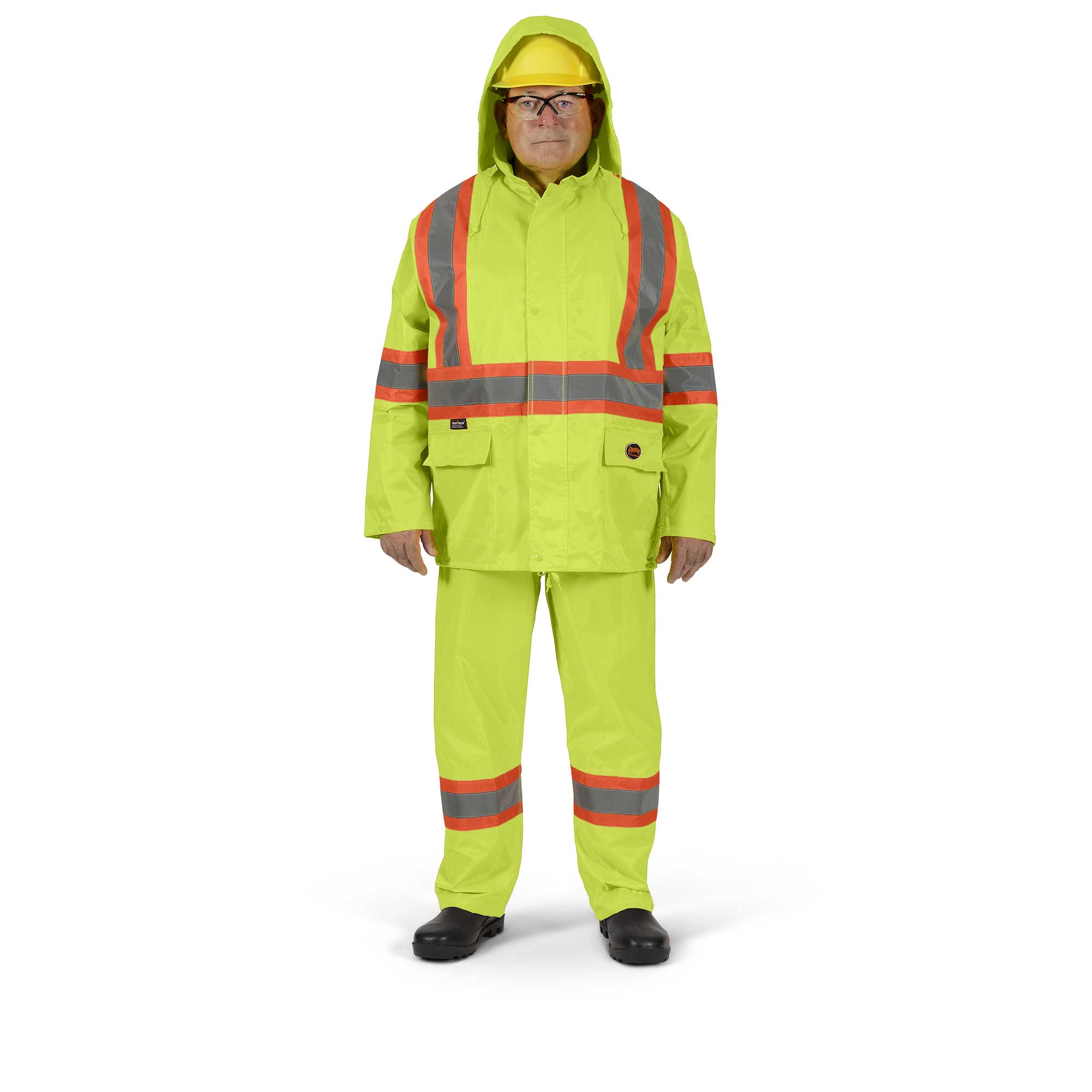 Hi-Vis 210D Oxford Poly/PVC Waterproof Suit – Hi-Vis Yellow/Green – 2XL