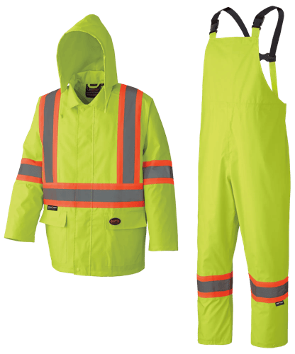Hi-Vis 210D Oxford Poly/PVC Waterproof Suit – Hi-Vis Yellow/Green – M