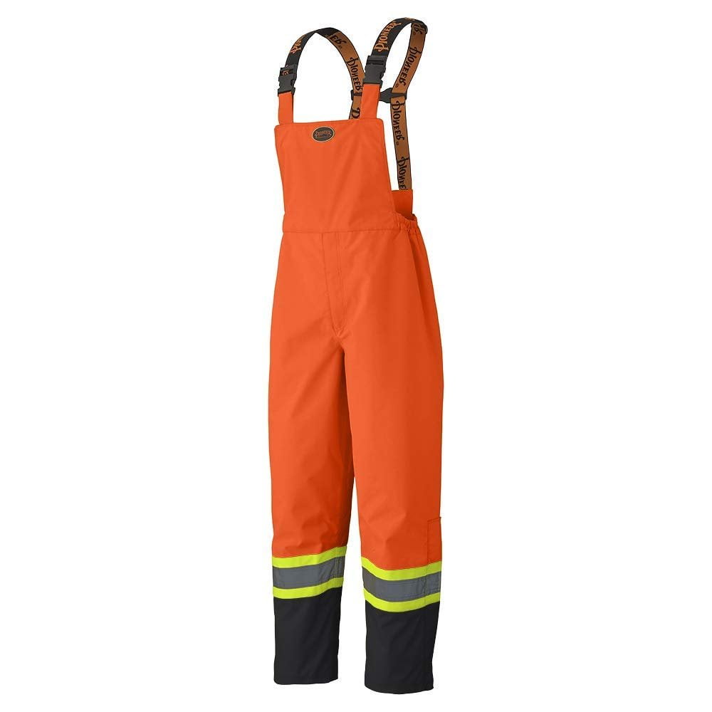 Hi-Vis 300D Trilobal Ripstop Safety Bib Pants – PU Coated – 100% Waterproof- Hi-Vis Yellow/Green – M