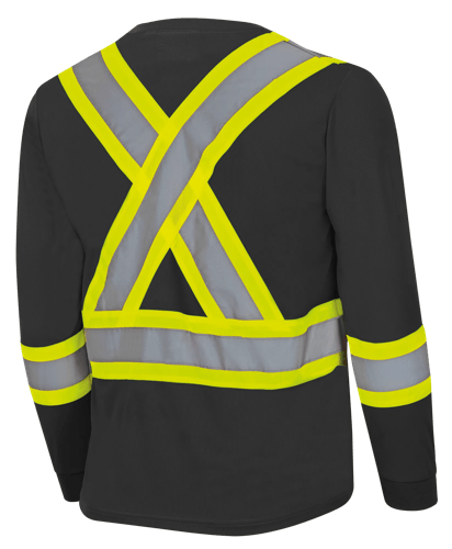 Hi-Vis Bird's-Eye Long-Sleeved Safety Shirt – Black – M