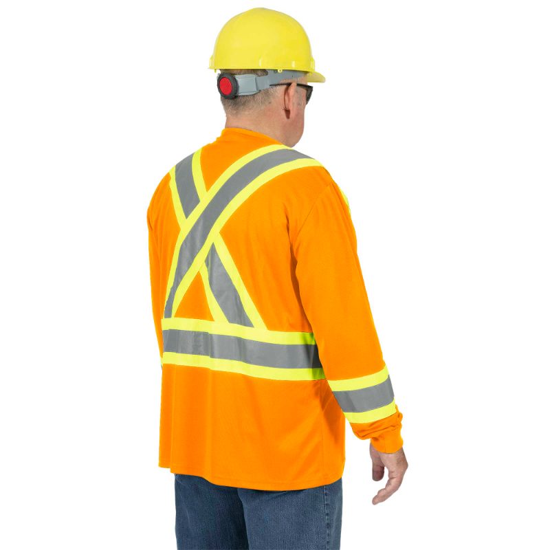 Hi-Vis Bird's-Eye Long-Sleeved Safety Shirt – Hi-Vis Orange – L