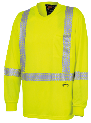 Hi-Vis Bird's-Eye Long-Sleeved Safety Shirt – Hi-Vis Yellow/Green – XL