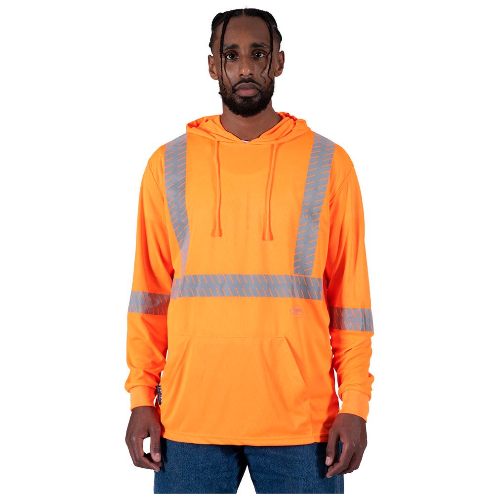 Hi-Vis Bird's-Eye Safety Hoodie Shirt – Hi-Vis Orange – 2XL