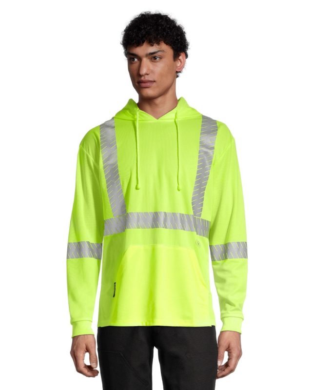 Hi-Vis Bird's-Eye Safety Hoodie Shirt – Hi-Vis Yellow – L