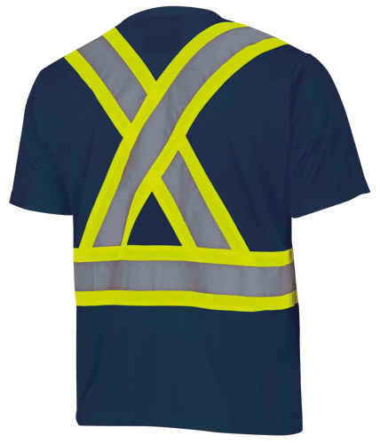Hi-Vis Bird's-Eye Safety T-Shirt – Navy – 5XL
