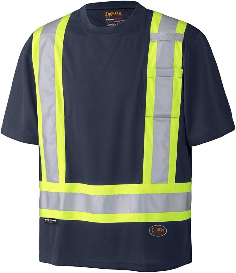 Hi-Vis Bird's-Eye Safety T-Shirt – Navy – M