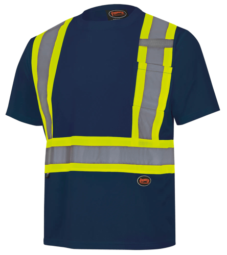 Hi-Vis Bird's-Eye Safety T-Shirt – Navy – S