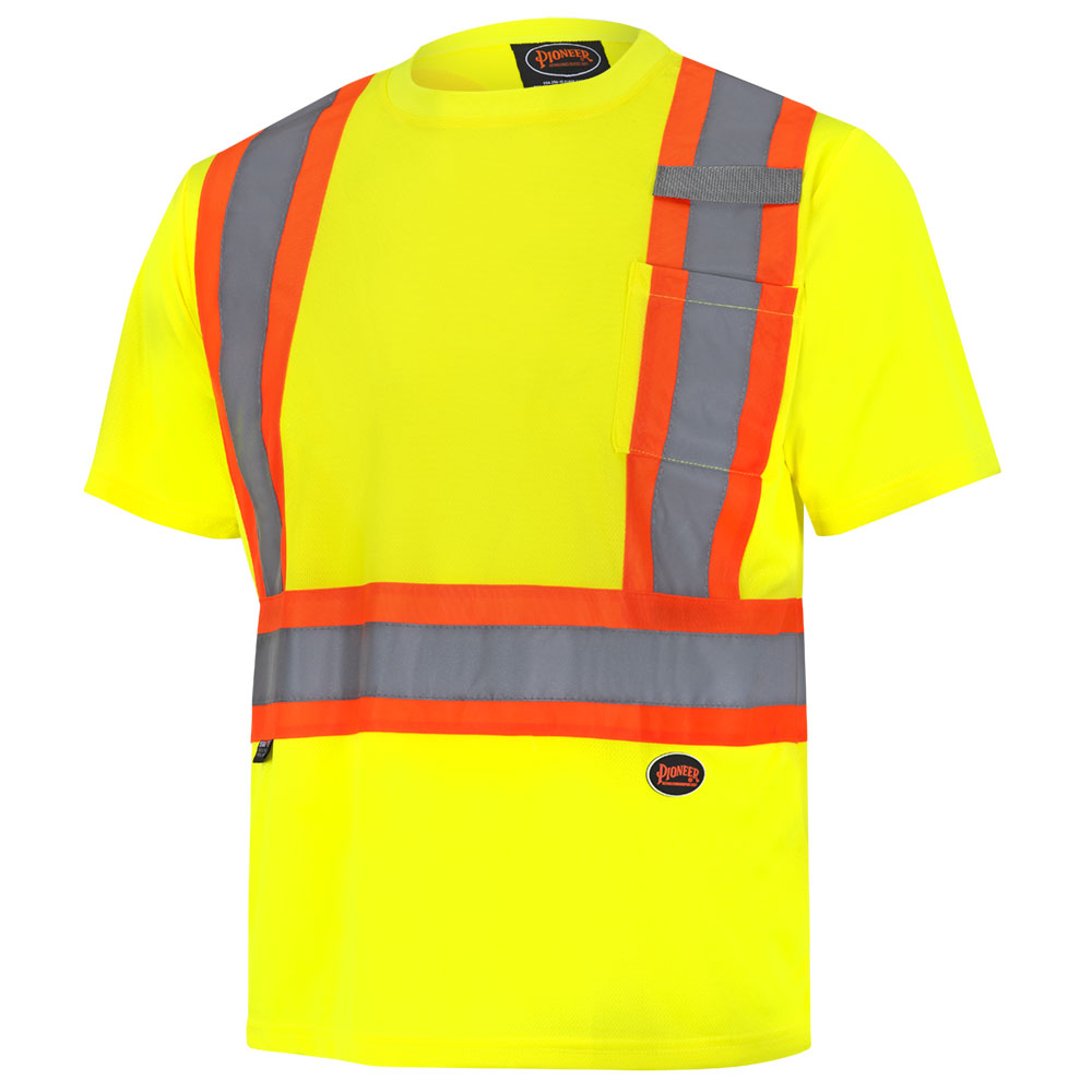 Hi-Vis Bird's-Eye Safety T-shirt – Tape on Sleeves – Hi-Vis Yellow – M