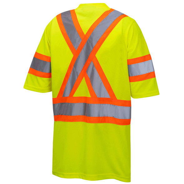 Hi-Vis Bird's-Eye Safety T-shirt – Tape on Sleeves – Hi-Vis Yellow – XL
