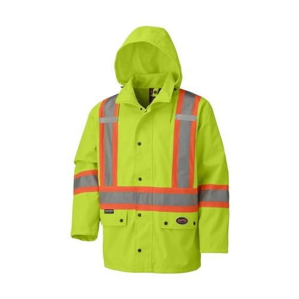 Hi-Vis FR/ARC-Rated Poly/Cotton Rain Jacket – Waterproof – Hi-Vis Yellow – 3XL