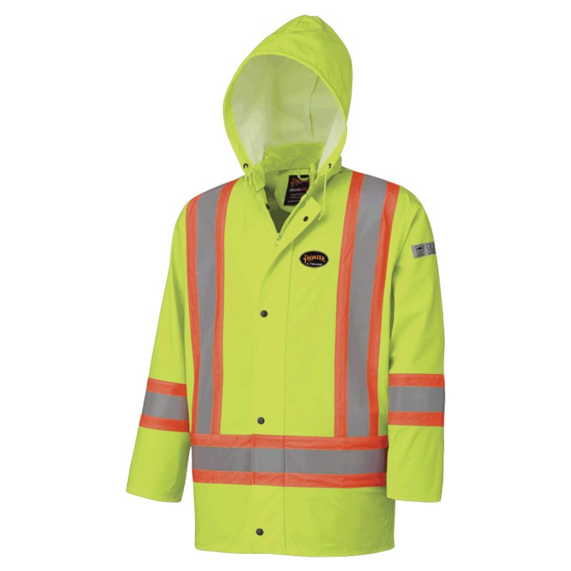 Hi-Vis FR/ARC-Rated Poly/Cotton Rain Jacket – Waterproof – Hi-Vis Yellow – S