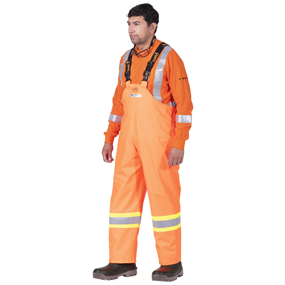 Hi-Vis FR Bib Pants – PU Stretch – Waterproof – Hi-Vis Orange – 7XL