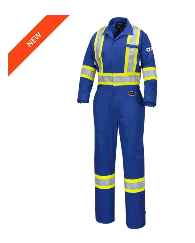 Hi-Vis FR/ARC-Rated 100% Cotton Safety Coveralls – Zipper Closure – Royal Blue – 46
