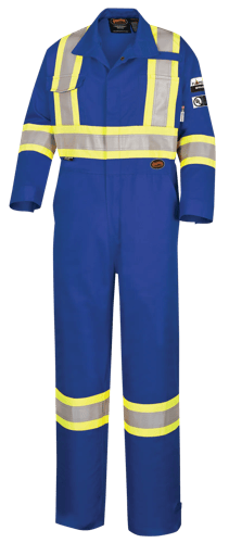 Hi-Vis FR/ARC-Rated 100% Cotton Safety Coveralls – Zipper Closure – Royal Blue – 48