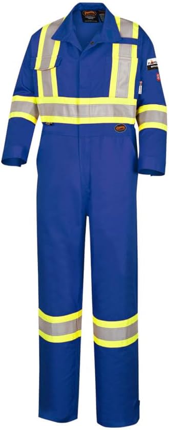 Hi-Vis FR/ARC-Rated 100% Cotton Safety Coveralls – Zipper Closure – Royal Blue – 56