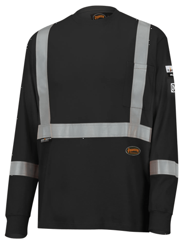 Hi-Vis FR/Arc-Rated Long-Sleeved Safety Shirt – 100% Cotton – Black – L