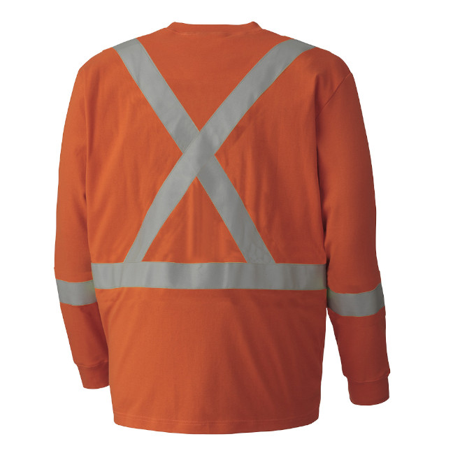 Hi-Vis FR/Arc-Rated Long-Sleeved Safety Shirt – 100% Cotton – Bright Orange – L