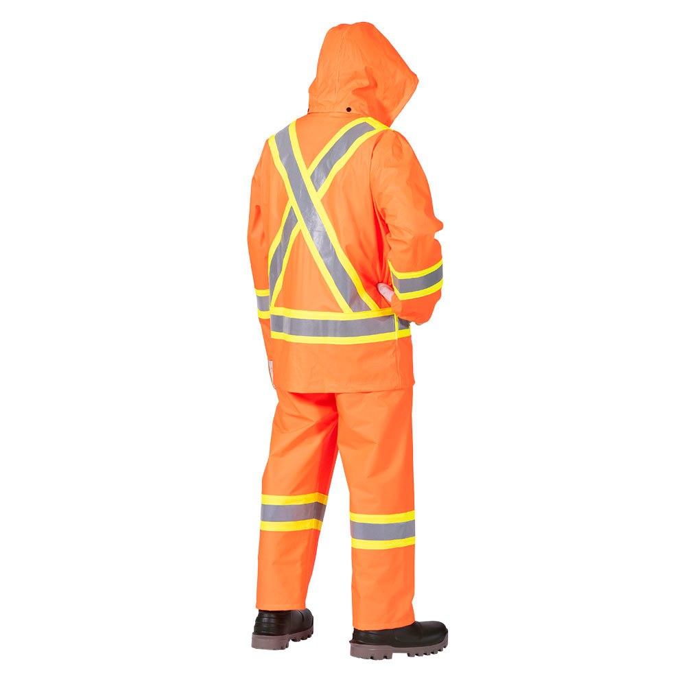 Hi-Vis FR Jacket – PU Stretch – Waterproof – Detachable Hood – Pockets – Hi-Vis Orange – 4XL
