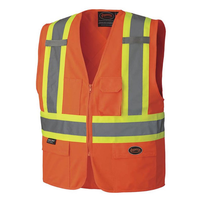 Hi-Vis Tricot Poly Safety Vest – 2" Tape – Zipper Closure – Hi-Vis Orange – 2XL