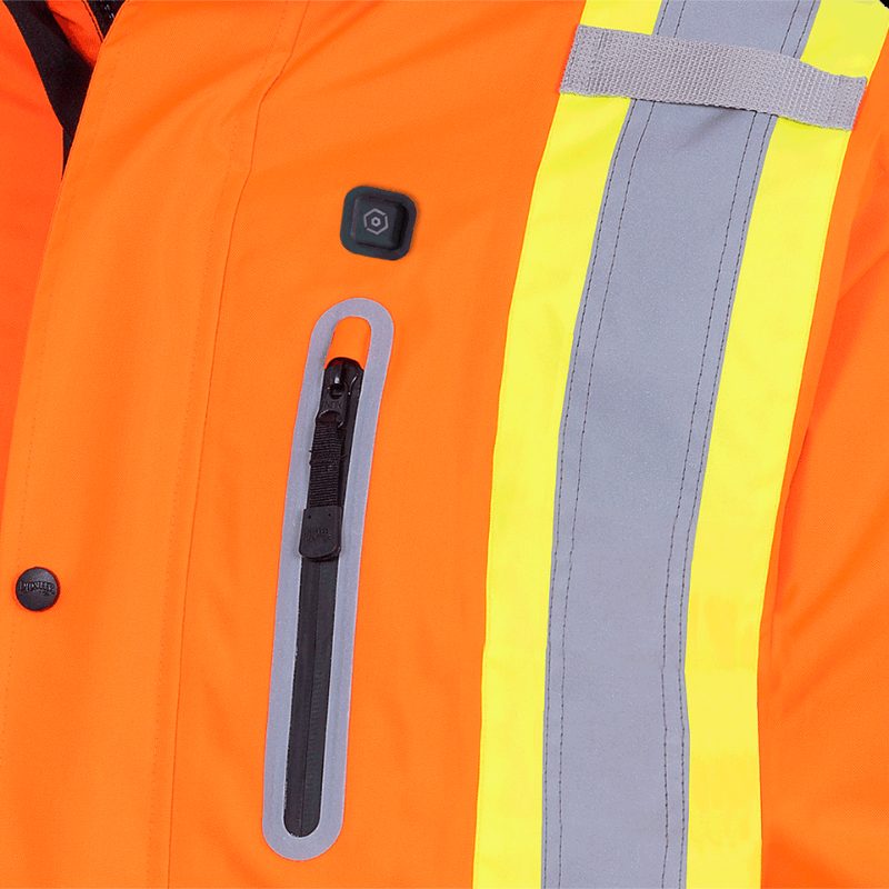 Hi-Vis Heated Insulated Safety Vest – 100% Waterproof – Hi-Vis Orange – L