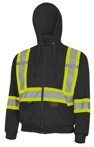 Hi-Vis Microfleece Hoodie – Zipper Closure – Black – 4XL