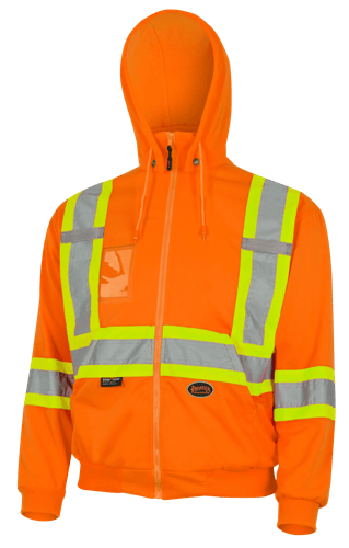 Hi-Vis Microfleece Hoodie – Zipper Closure – Hi-Vis Orange – 4XL