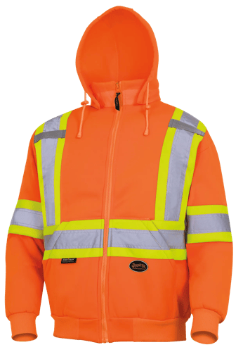 Hi-Vis Microfleece Hoodie – Zipper Closure – Hi-Vis Orange – XL