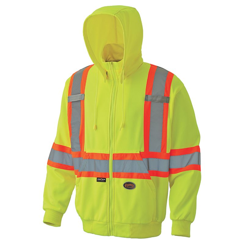 Hi-Vis Microfleece Hoodie – Zipper Closure – Hi-Vis Yellow/Green – 2XL