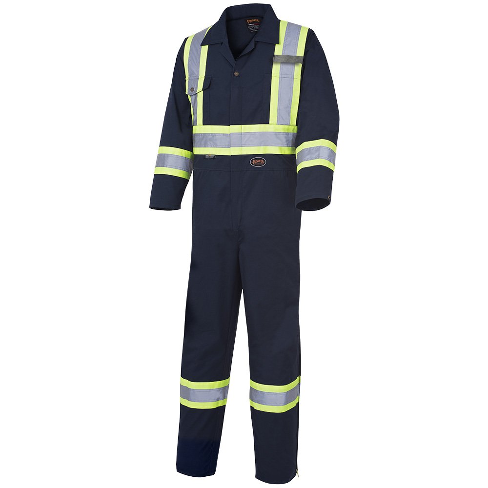 Hi-Vis Poly/Cotton Safety Overalls – Navy – 46 – Tall