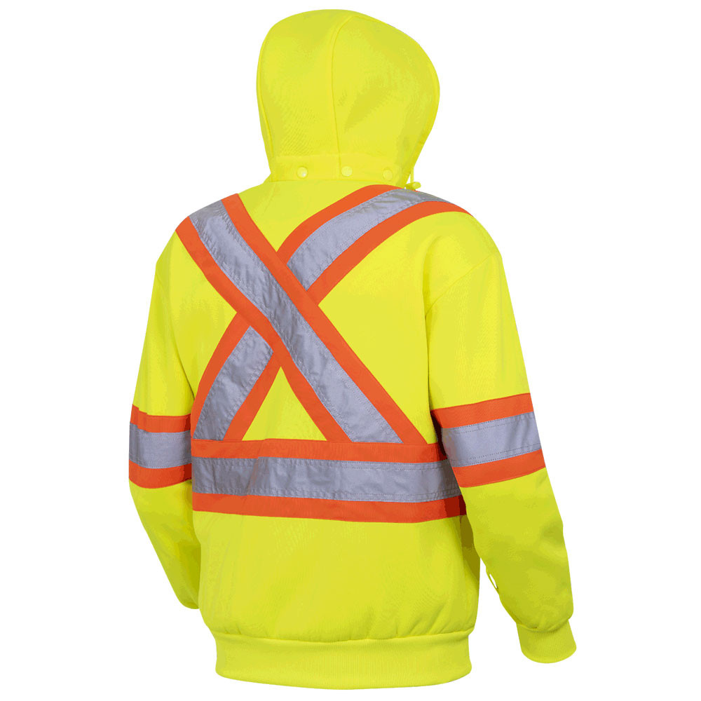 Hi-Vis Polyester Fleece Safety Hoodie – Zipper Closure – Hi-Vis Yellow/Green – 5XL