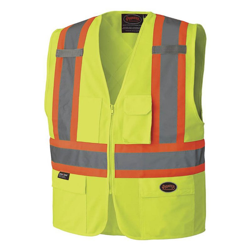Hi-Vis Poly Tricot Safety Vest – 2" Tape – Hook & Loop Closure – Hi-Vis Yellow – 5XL