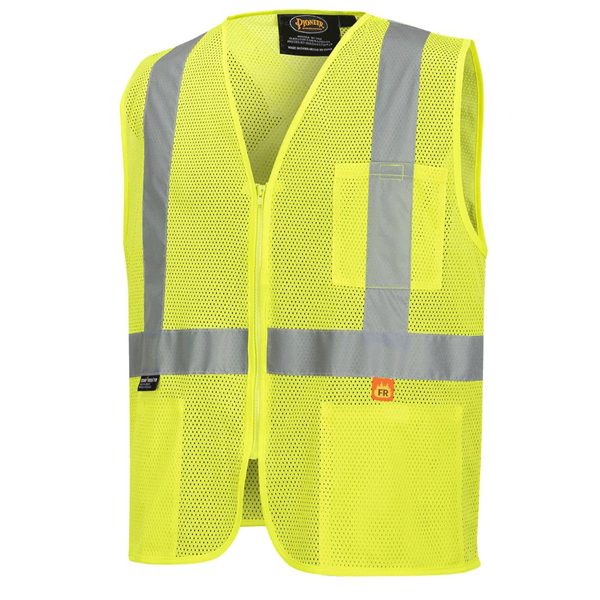 Hi-Vis Poly Tricot Safety Vest – 2" Tape – Hook & Loop Closure – Hi-Vis Yellow – L