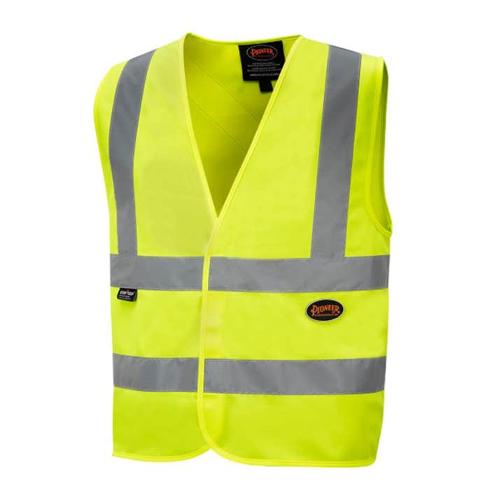 Hi-Vis Poly Tricot Safety Vest – 2" Tape – Hook & Loop Closure – Hi-Vis Yellow – M