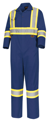 Hi-Vis Poly/Cotton Safety Coveralls – Zipper Closure – Navy – 44